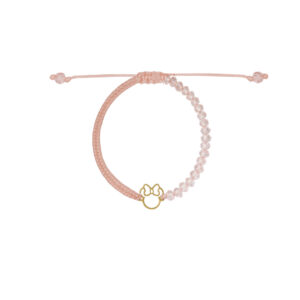 دستبند مینی موس تو خالی و بافت و سنگ صورتی